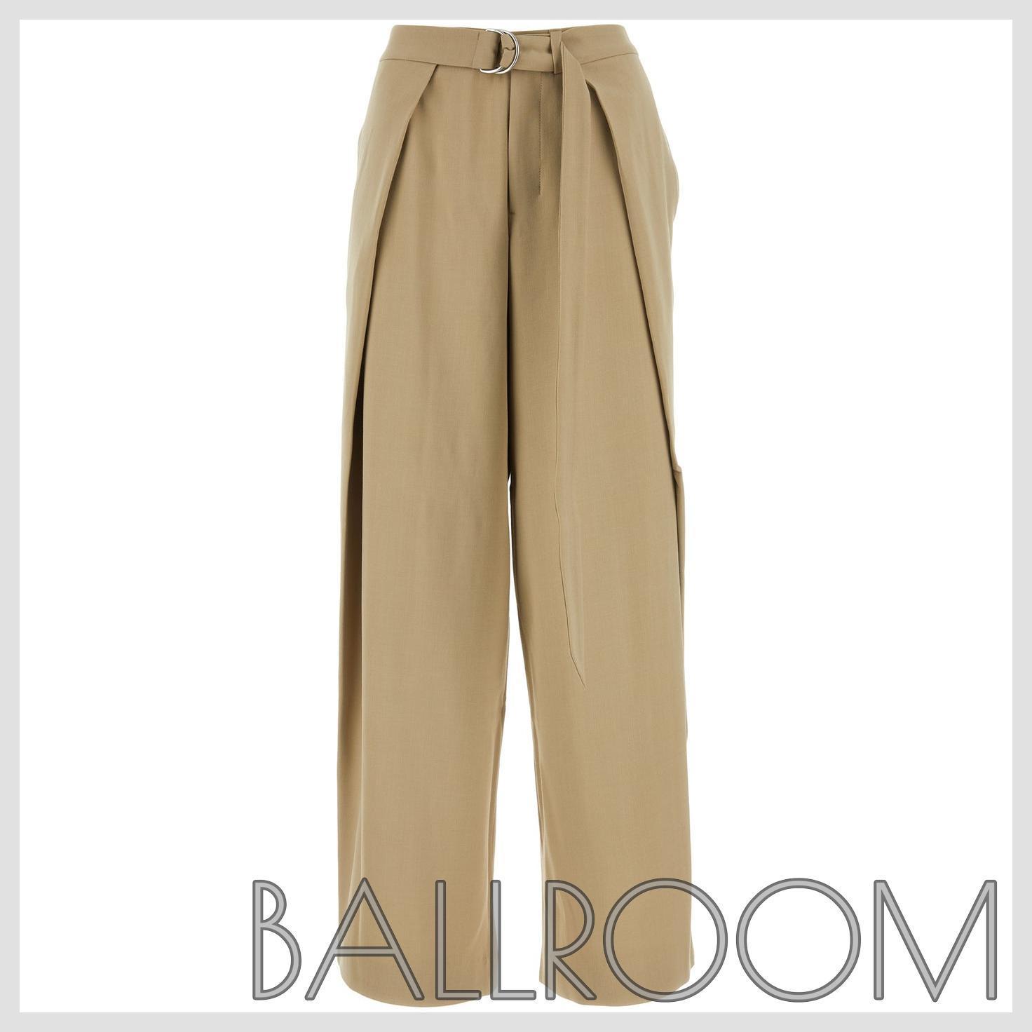 パンツ AMI PARIS BEIGE VISCOSE BLEND WIDE-LEG PANT