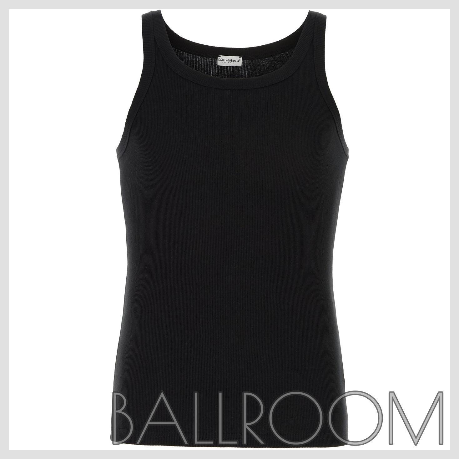 Tシャツ・カットソー DOLCE & GABBANA BLACK COTTON MARCELLO TANK TOP