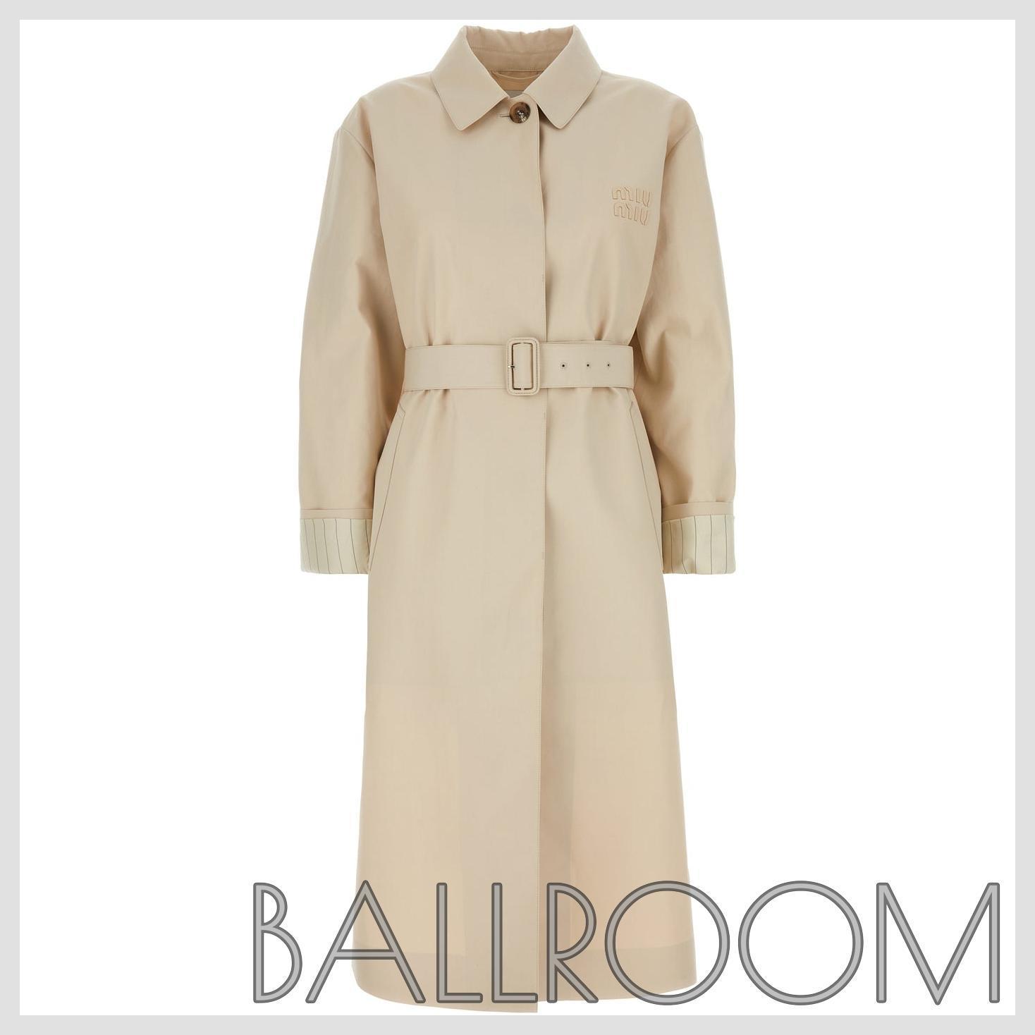 トレンチコート MIUMIU SAND COTTON TRENCH COAT