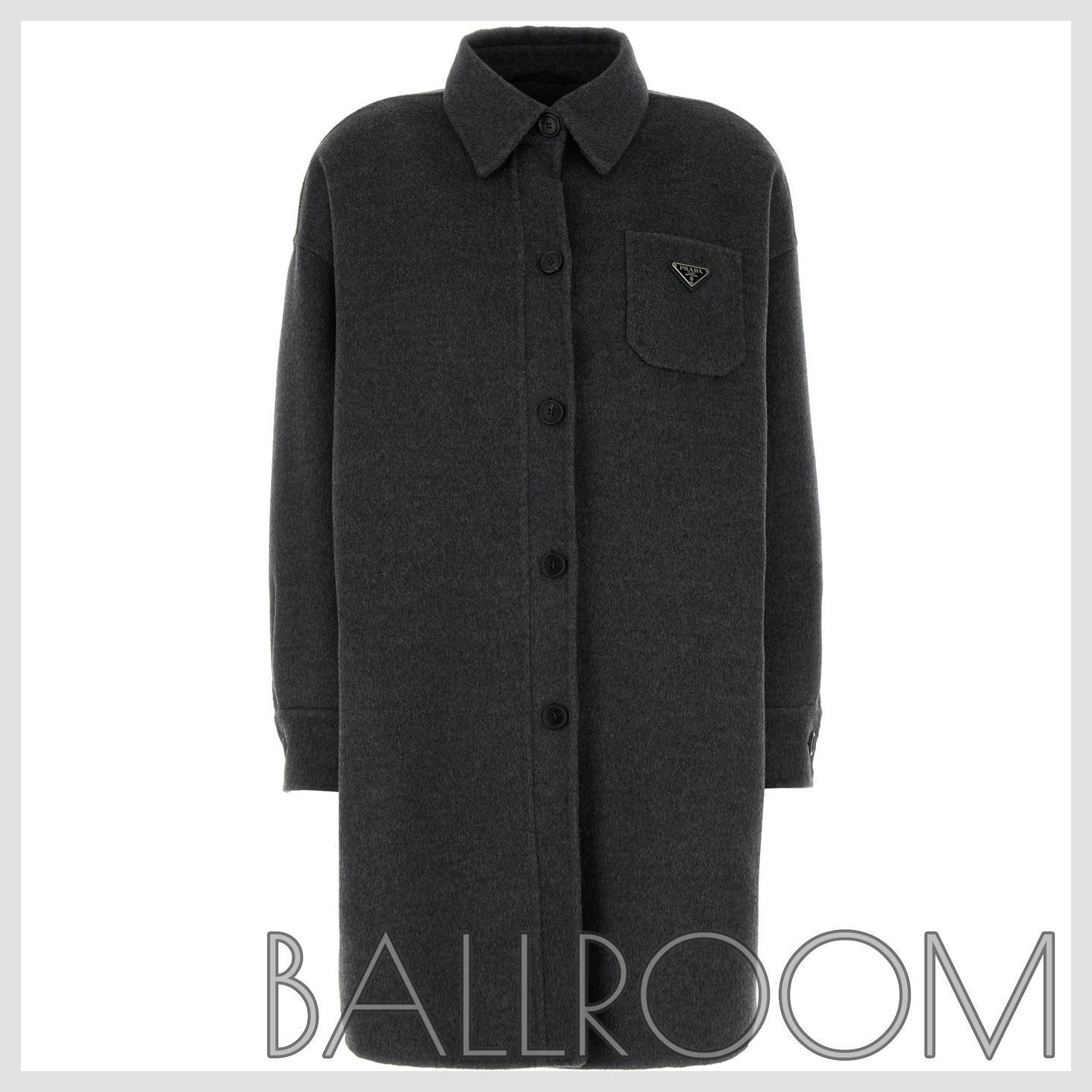 コート PRADA DARK GREY WOOL BLEND COAT