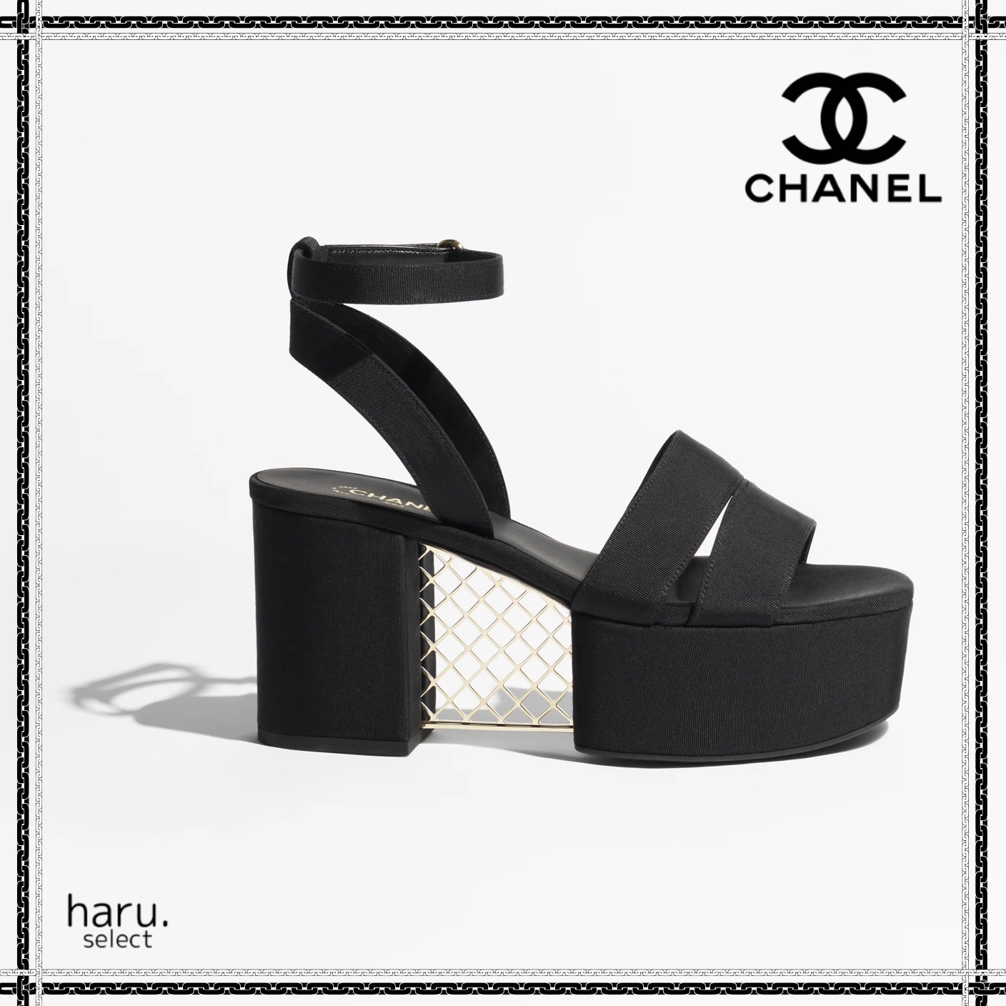 クールな厚底【CHANEL】ソールメッシュ サンダル