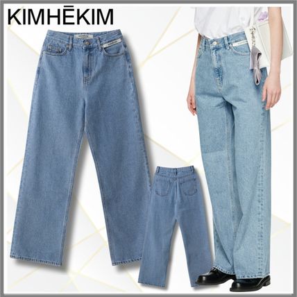 【KIMHEKIM】パールスタンプ ワイドレッグ デニムパンツ ◇KIMHEKIM◇パール 装飾 ワイド レッグ ジーンズ 送料込