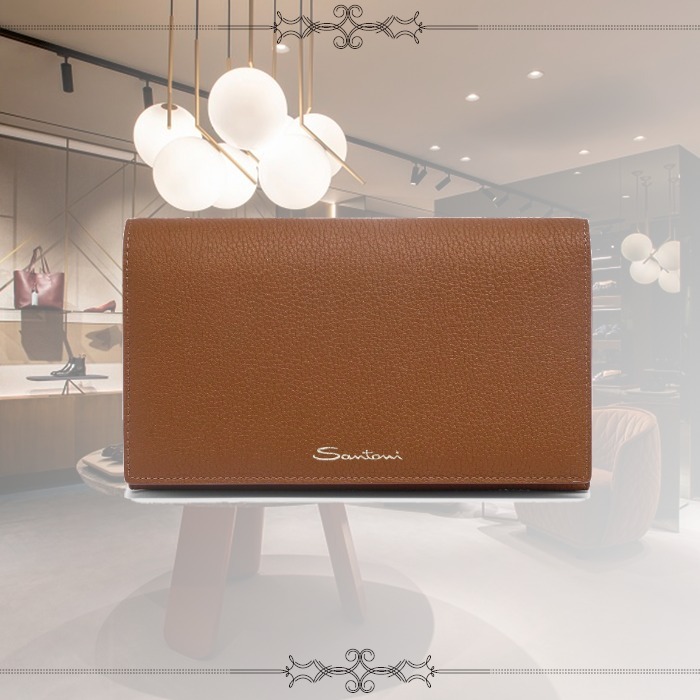 【★完売必至★】Santoni ☆ タンブルレザー クロスボディバッグ