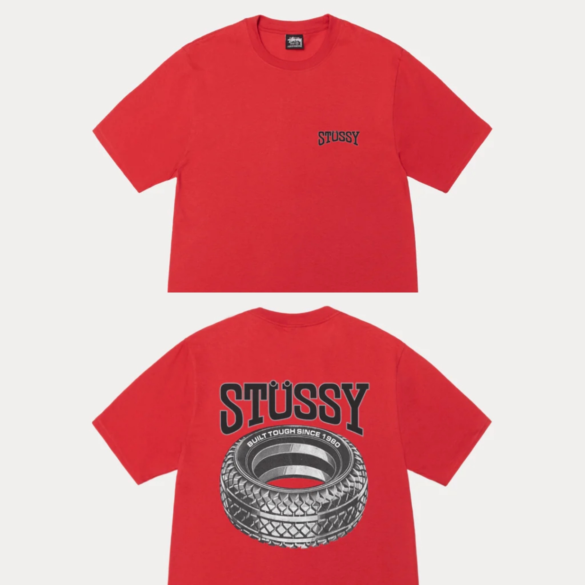 【Stussy】 Tough Tread バックプリント ブラック T-シャツ