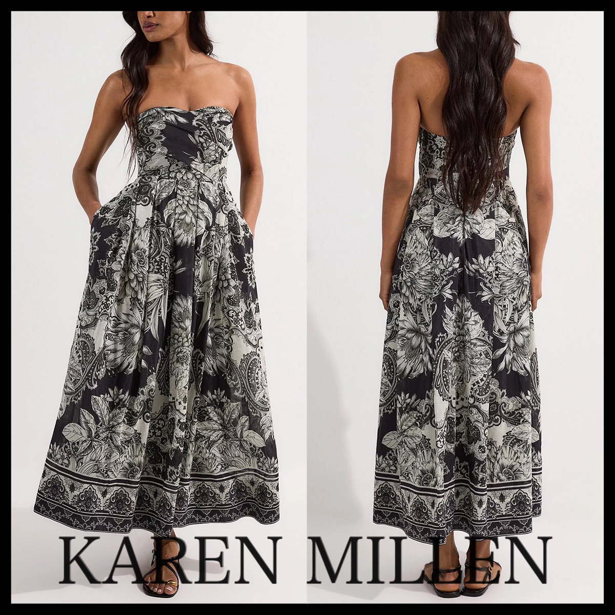 KAREN MILLEN*タイルシルクコットンビスチェウエディングドレス