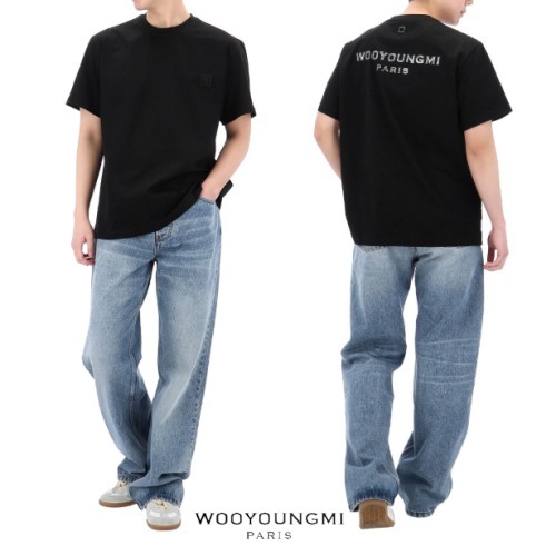 WOOYOUNGMI 25SS ブラック パール バック ロゴ T シャツ