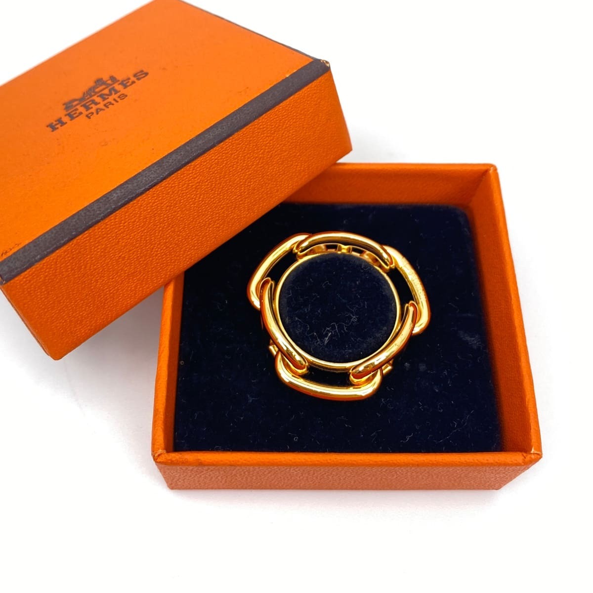 HERMES シェーヌダンクル スカーフリング ゴールド GP 9224