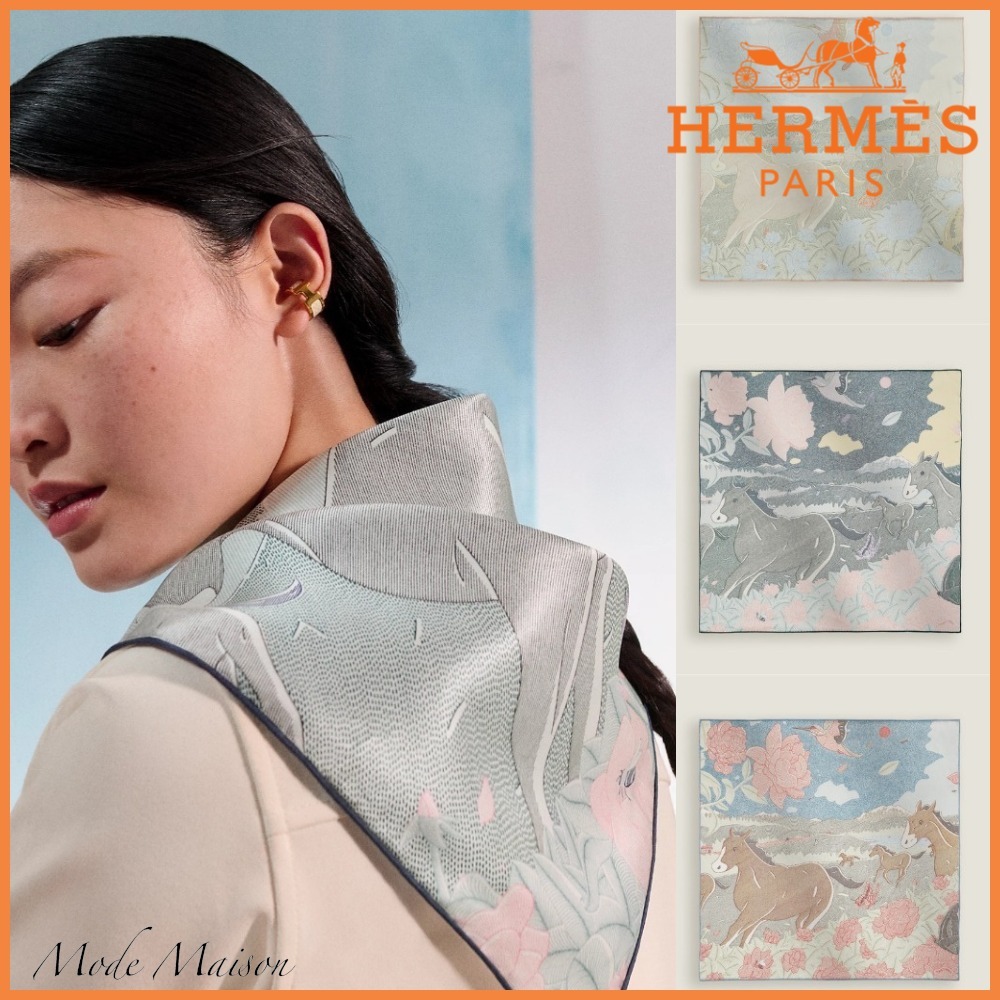 【上品で可愛い♪】HERMES イヴレス スカーフ カレ70