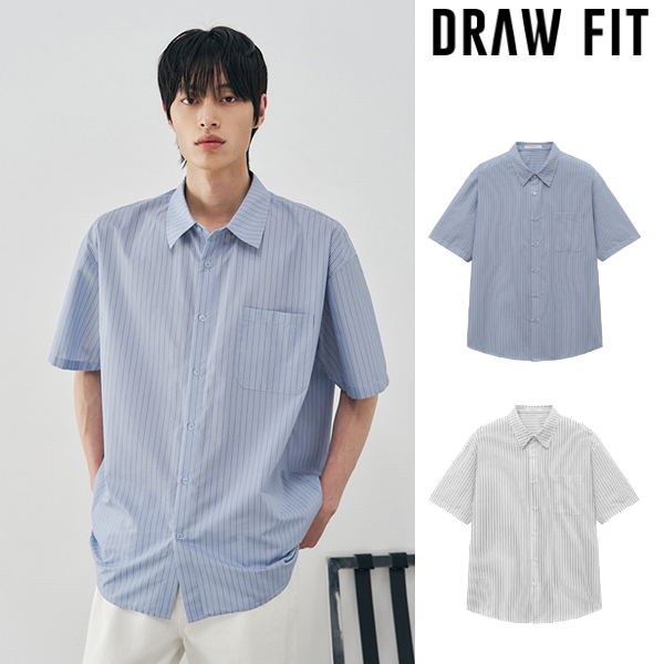 ★DRAW FIT★ セイヤー 半袖 ストライプ シャツ
