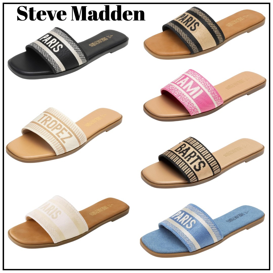 【STEVE MADDEN】オープントゥ スリッポン フラットサンダル