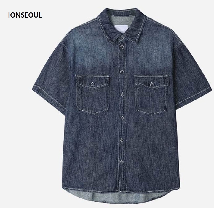シャツ IONSEOUL Cool denim washing half SHIRT (3color) JE1002