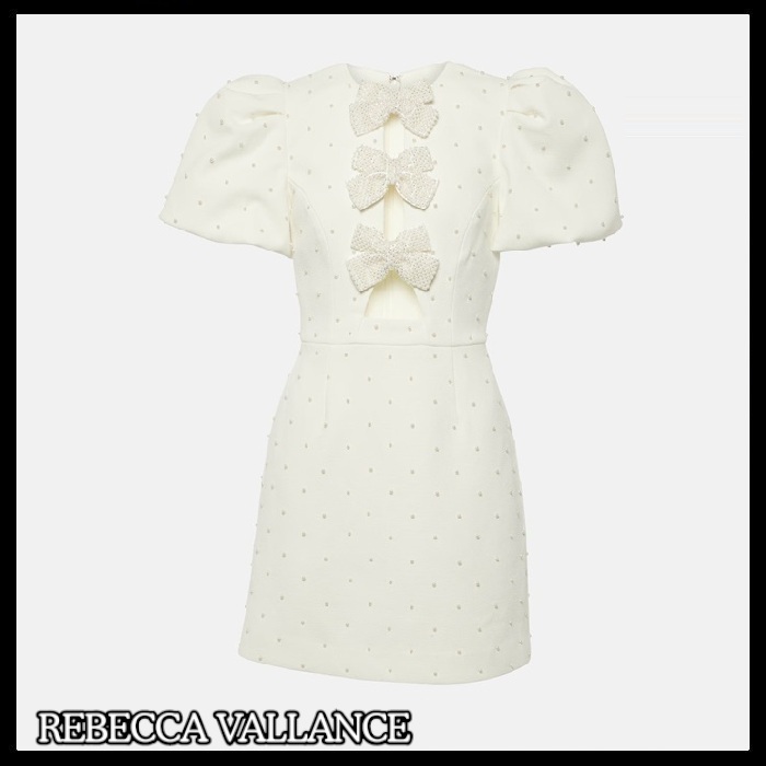 REBECCA VALLANCE 関税込 Bridal Ophelia bow-detail minidress