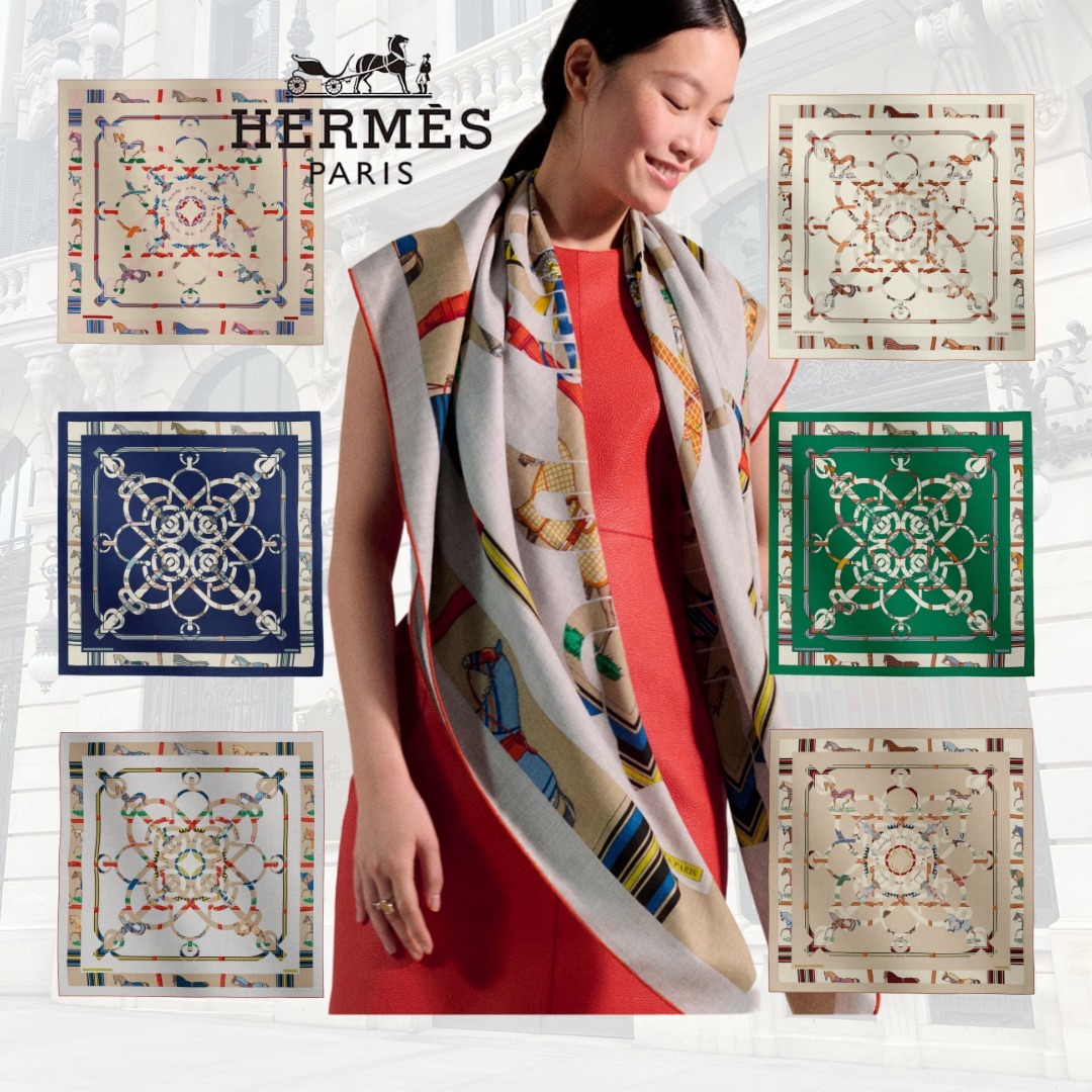 【日本未入荷♪】HERMES スカーフ140 Eperon d'OrTenues de Jour
