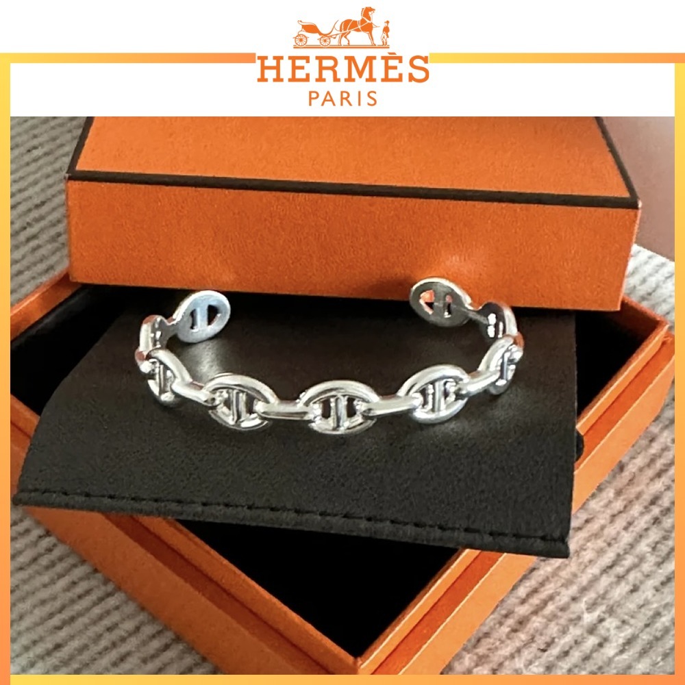 【高級感たっぷり】HERMES シェーヌダンクル バングルMM