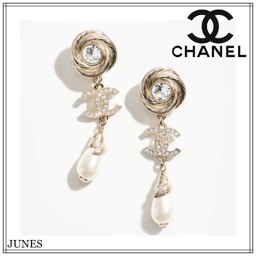 揺れるゴージャスデザイン♪【CHANEL】ピアス ストラス パール