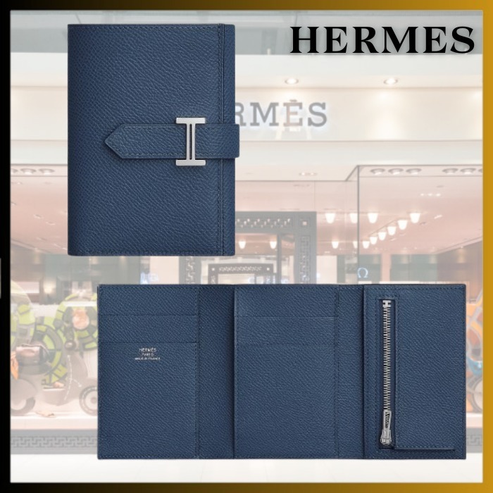 【エプソン/Navy × Silver金具】HERMES ベアン 財布