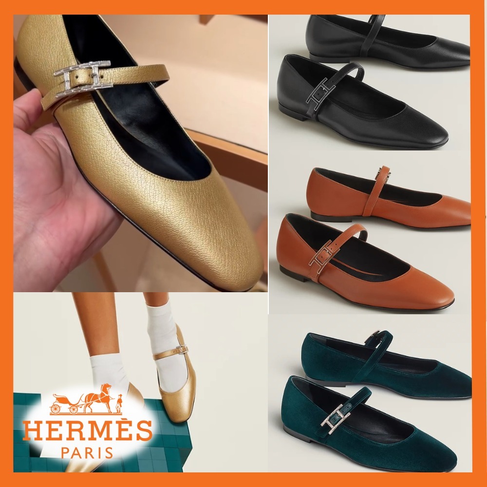 シンプル上品でエレガント♪【HERMES】ジェーン・バレリーナ