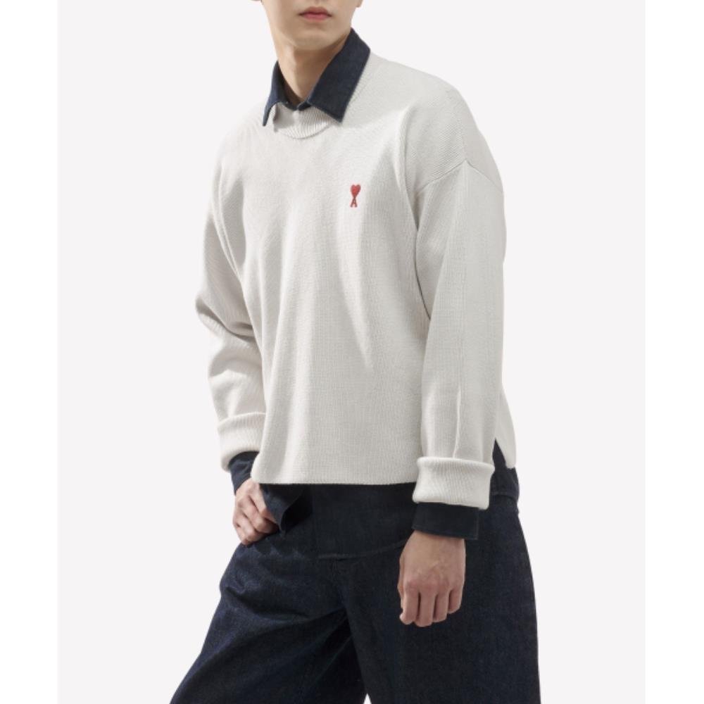 ★★AMI PARIS★★ Heart Logo ADC Knit Ivory UKS046KN0042193