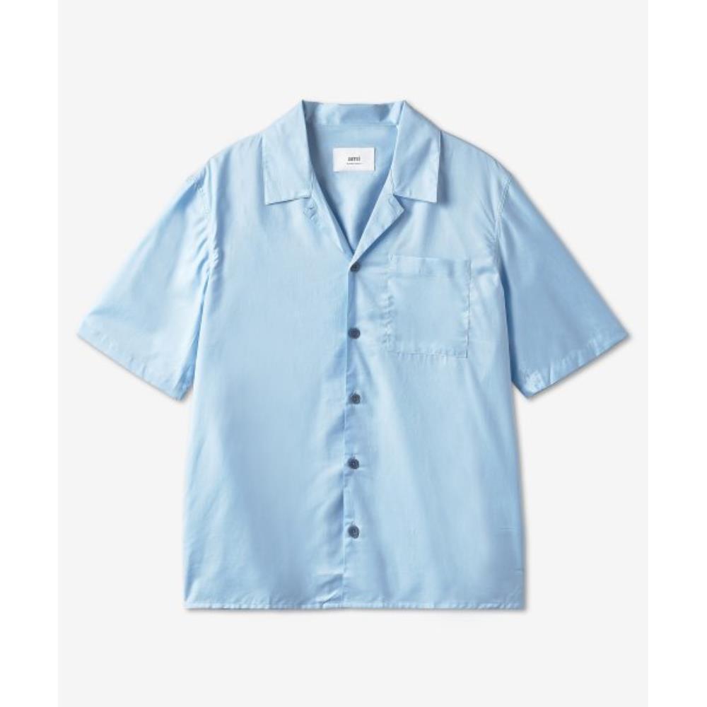 ★★AMI PARIS★★ Front Pocket Short Sleeve Shirt Baby Blue