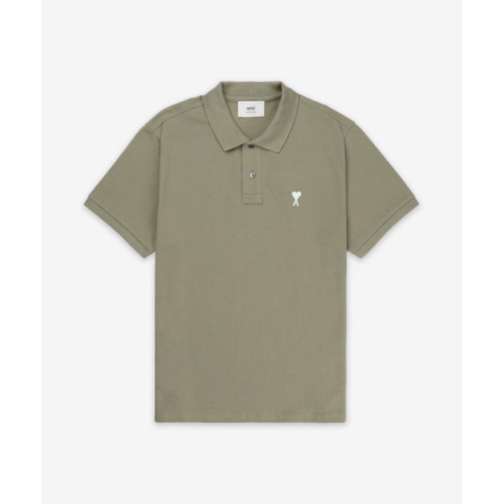★★AMI PARIS★★ White Heart Logo Short Sleeve Polo Shirt L