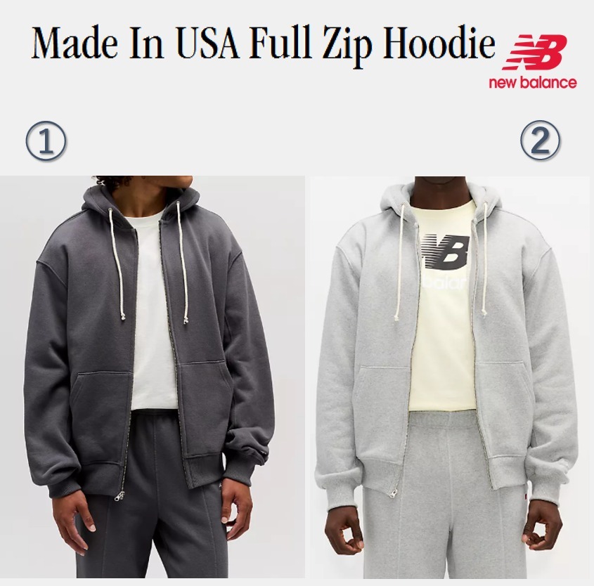 送料＆関税込み！Made In USA Full Zip Hoodie☆選べる2色