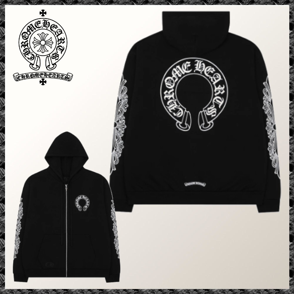 CHROME HEARTS ホースシューフローラル フリース ZipUp パーカー