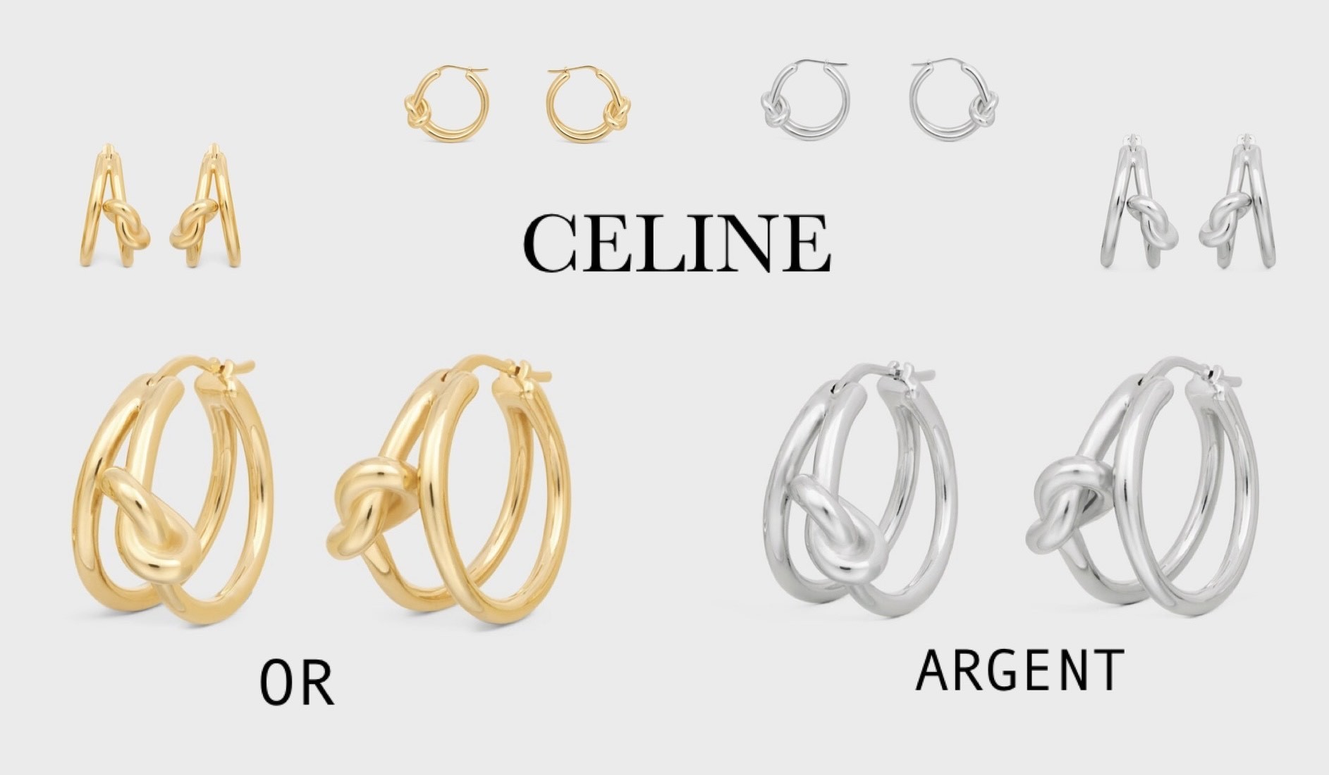 CELINE ノット ダブルフープ ピアス