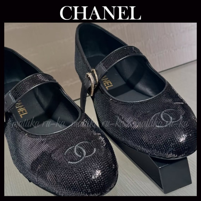 スパンコールが華やか♡【CHANEL】メリージェーン フラット