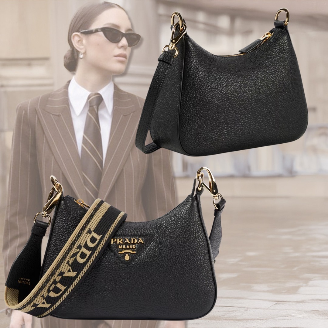 すぐ届く! PRADA 三角ロゴレザーショルダーバッグ