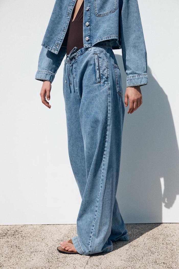 ★ZARA★Z1975 ジョガー ワイドレッグ ロング丈デニムパンツ ☆ZARA☆Z1975 ジョガー ワイドレッグ ロング丈デニムパンツ