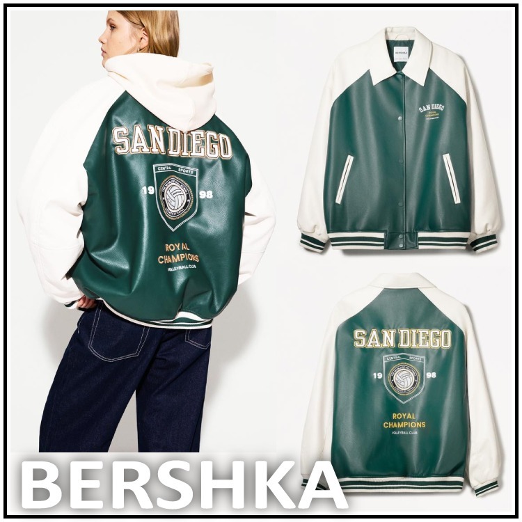 スペイン発☆Bershka♪バーシティフェイクレザージャケット
