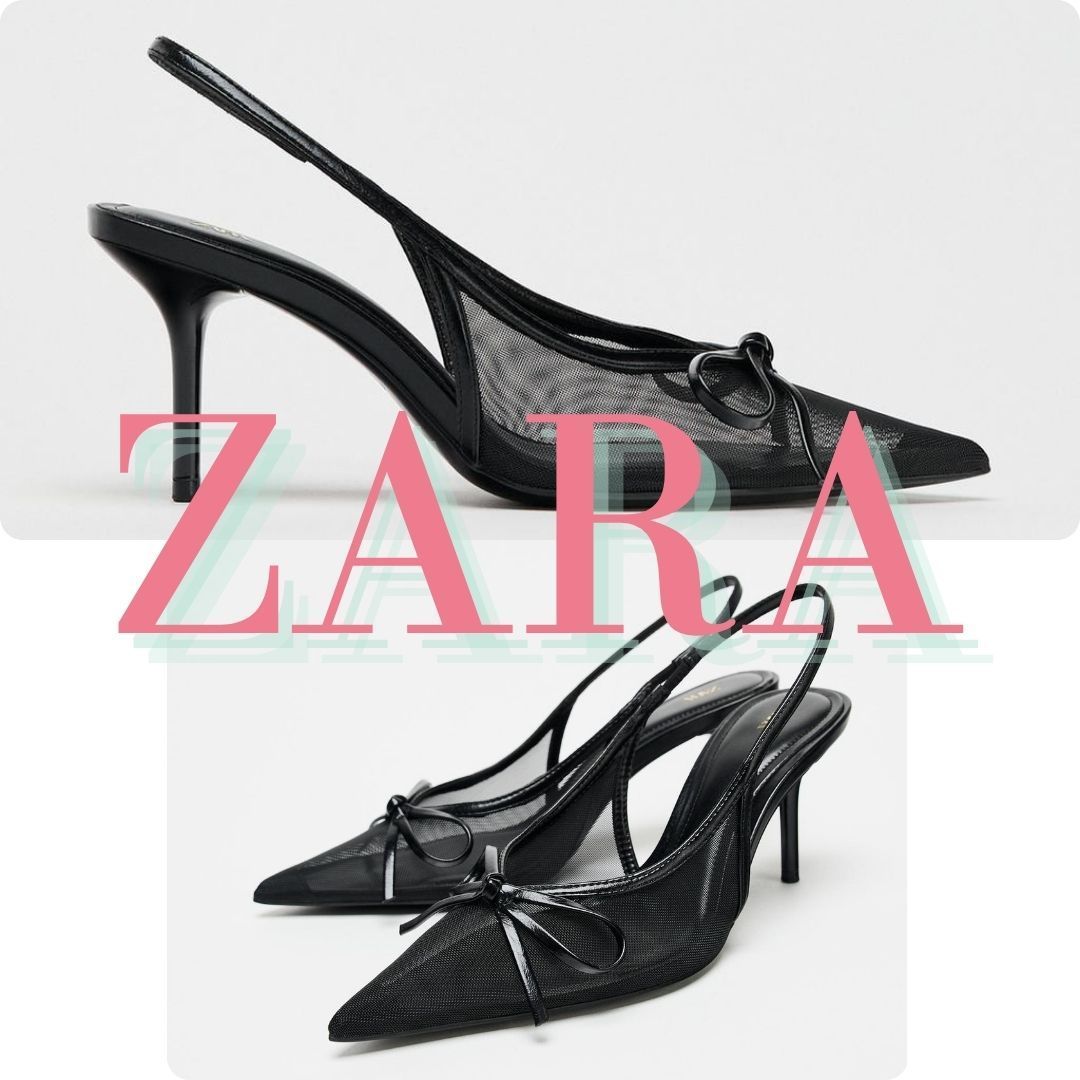 ZARA メッシュリボン スリングバックシューズ 2248/510