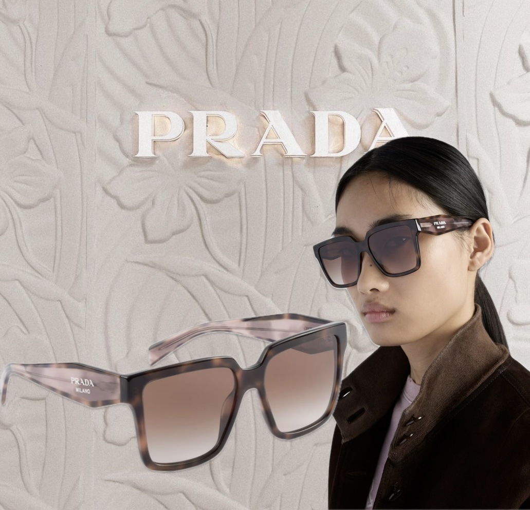 【PRADA】 Pradaロゴ入り マットダークブラウン サングラス