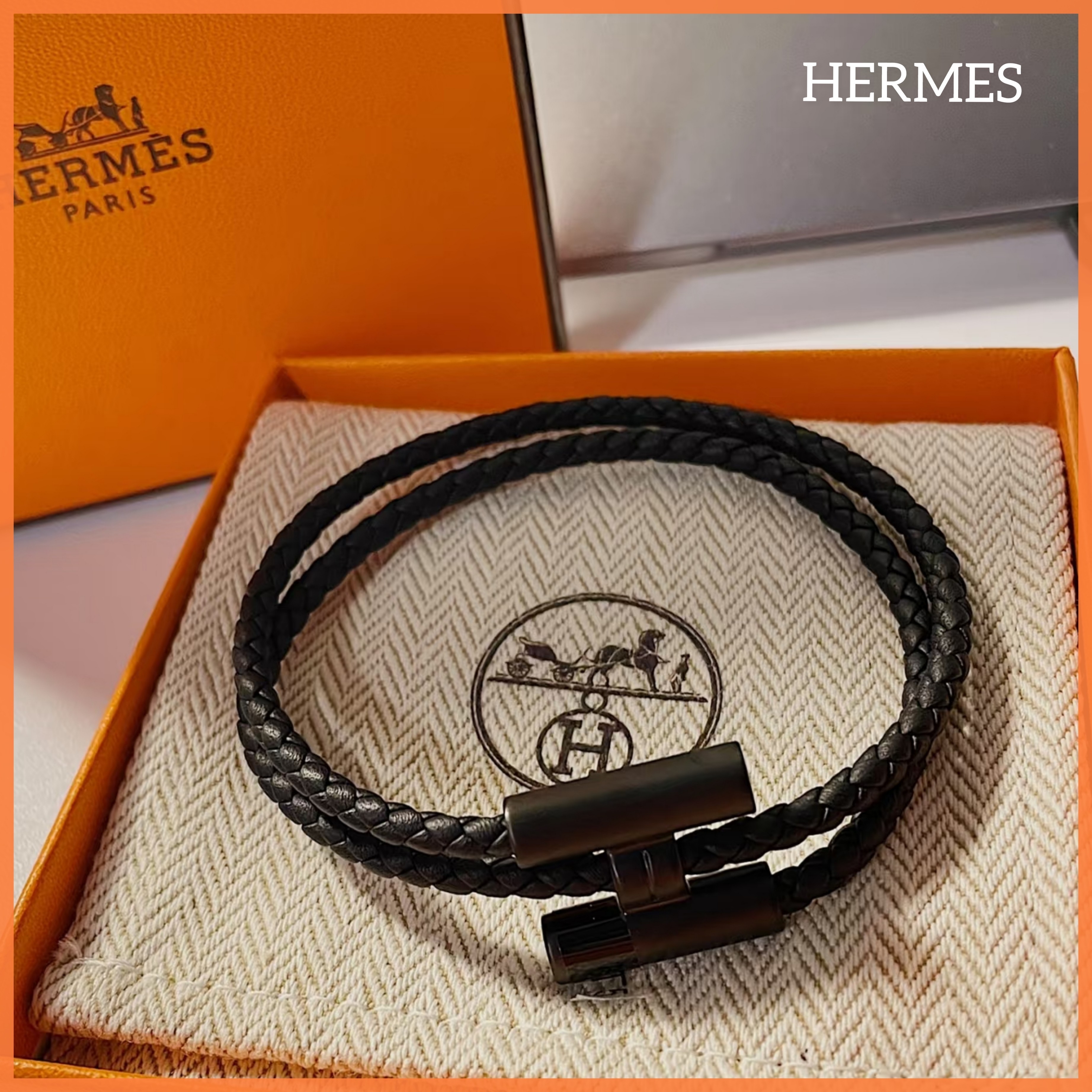 【大好評★】HERMES Tournis Tresse ブレスレット