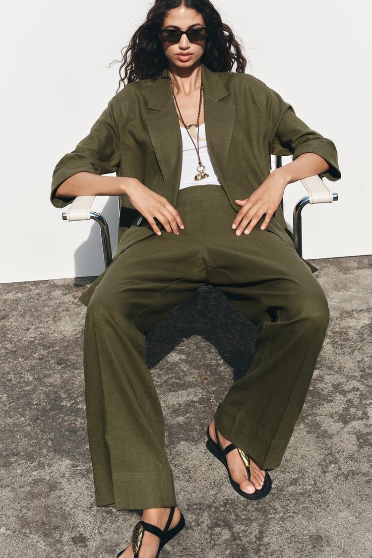 【ZARA】ダブルブレスト リネンブレンドブレザー 8372/406/507 ZARA】ダブルブレスト リネンブレンドブレザー 8372/406/507