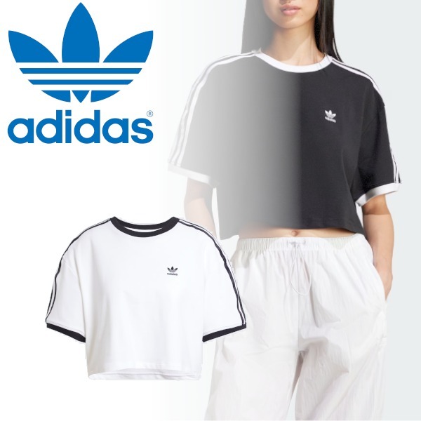 【adidas】 アディカラー ルーズ クロップド半袖Tシャツ