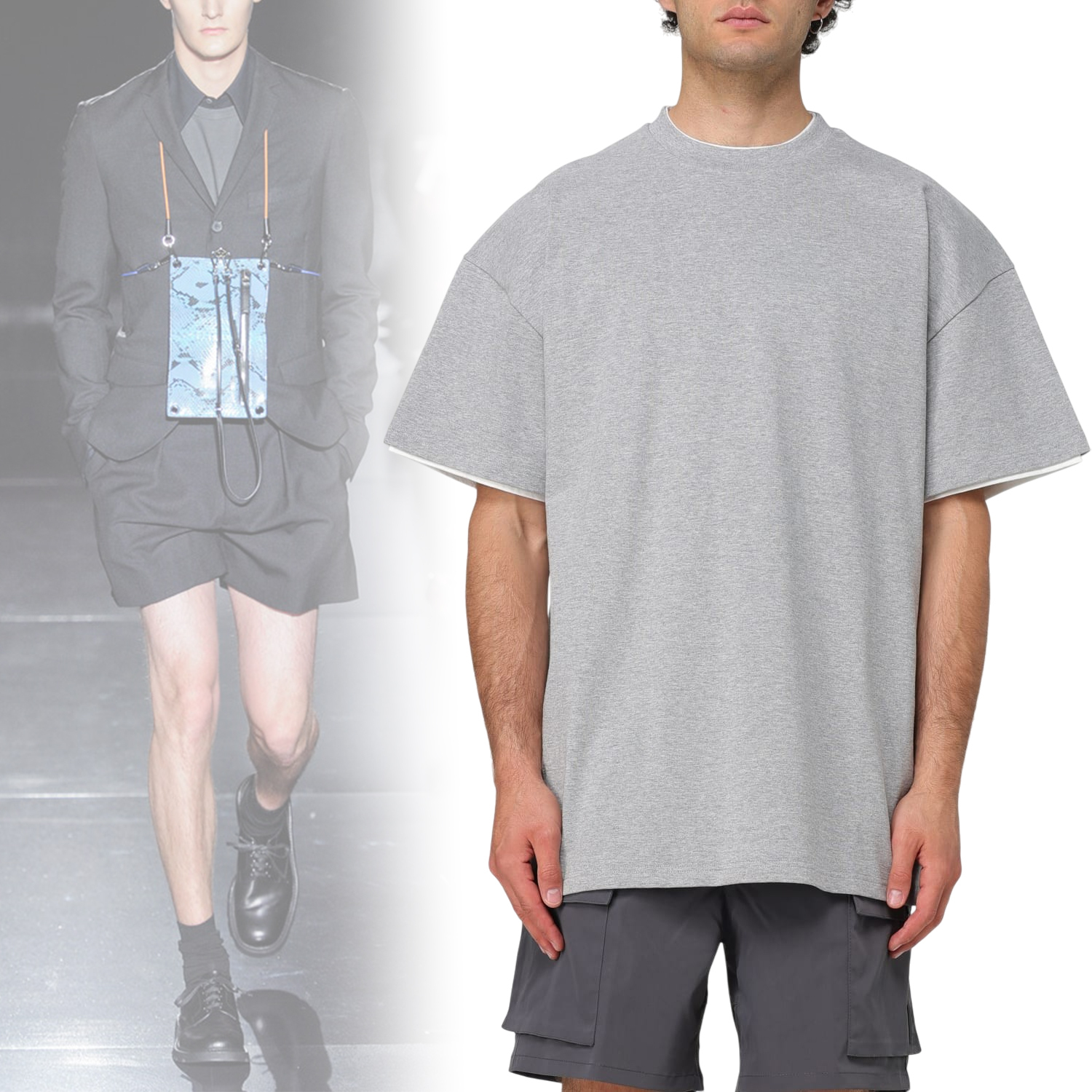 ◆JIL SANDER◆ クルーネック コットン Tシャツ グレー