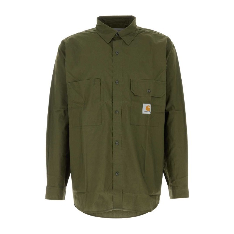 Tシャツ・カットソー Carhartt Bottle green poplin L/S Irwin Shirt (I034530 41XX)