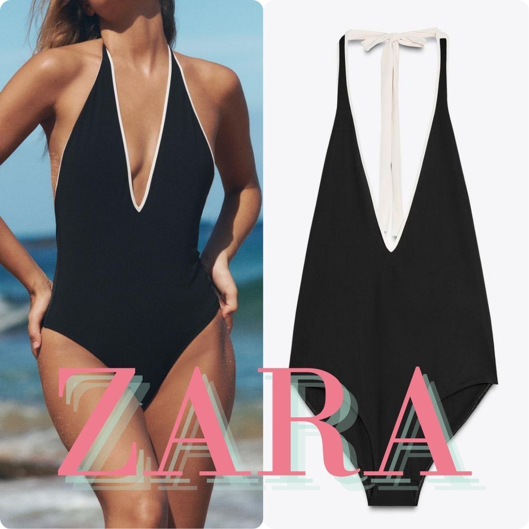 ZARA コントラストホルターネックスイムウェア 2856/001