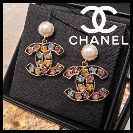 【大人上品な大振りピアス♪】CHANEL シャネル ロゴ ピアス キラッと輝く【CHANEL】CCロゴ ダイヤ風ピアス (CHANEL/ピアス