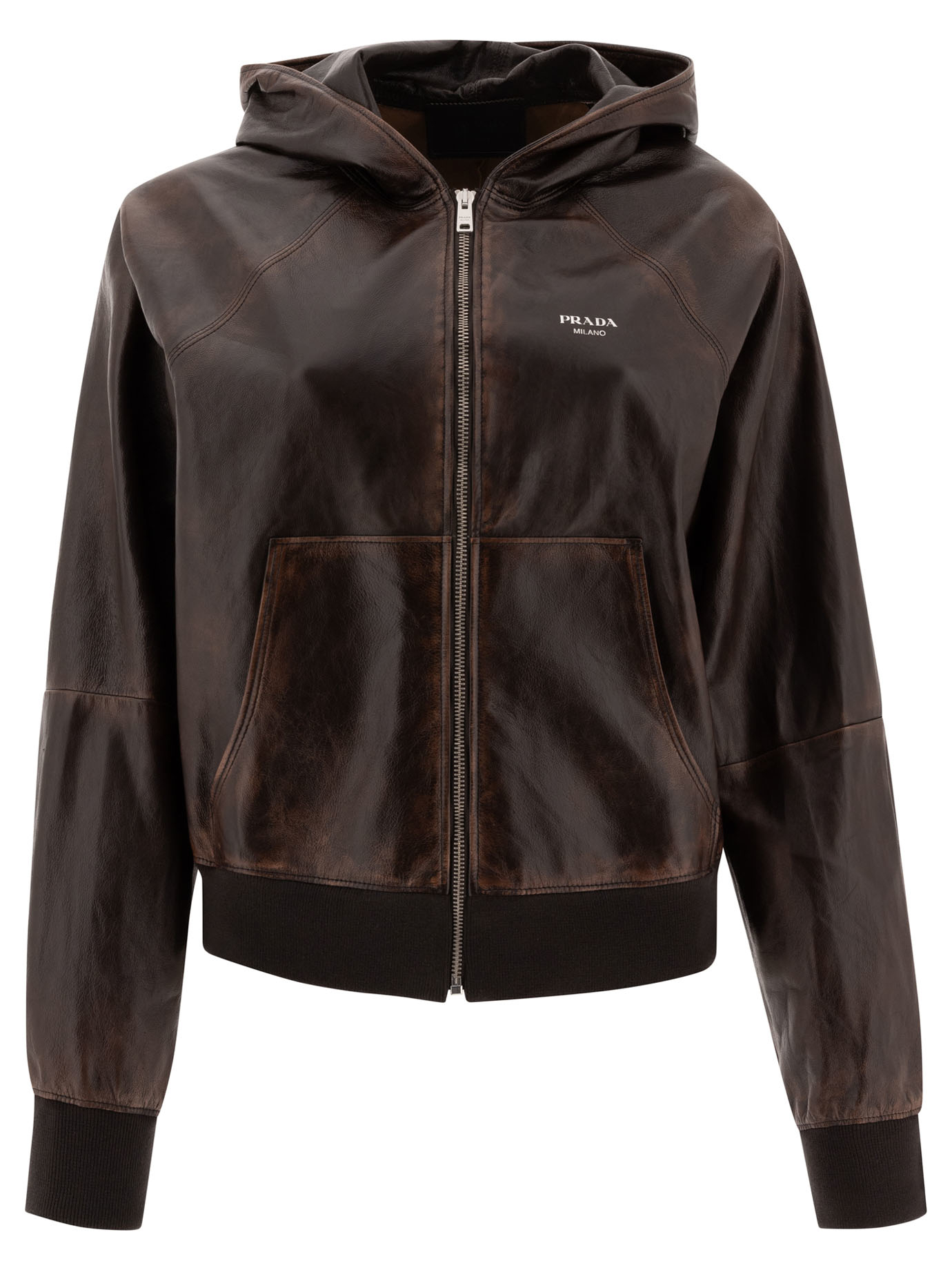 レザージャケット・コート Prada Hoodie style leather jacket