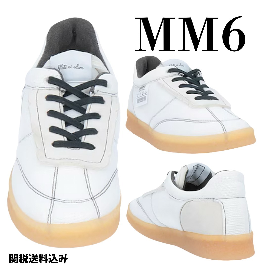 【MM6 Maison Margiela】タグラベル付き レザー スニーカー