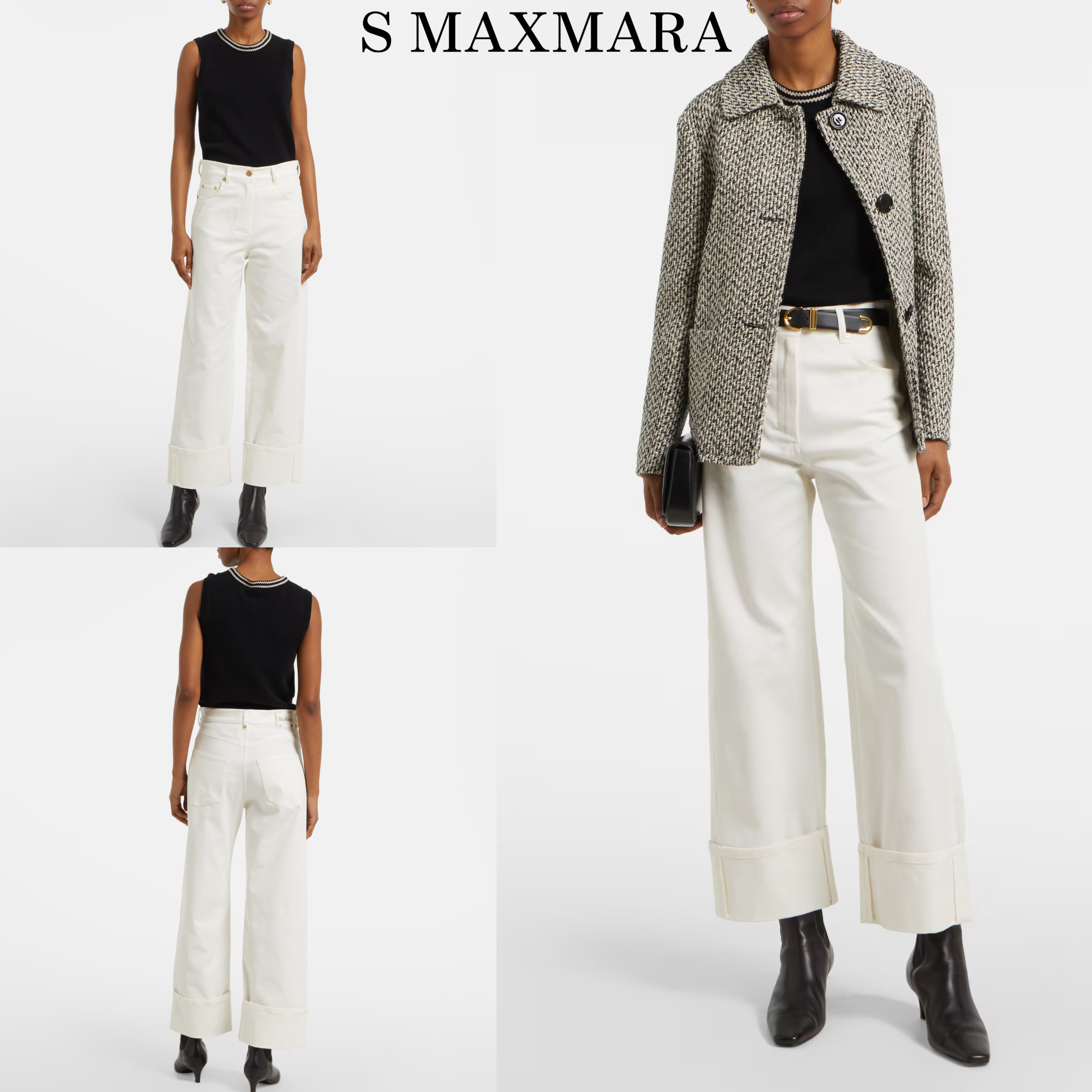 新作*S MAXMARA*ミッドライズワイドレッグクロップドジーンズ