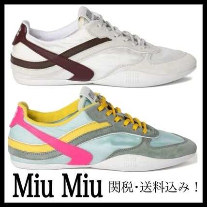 雑誌掲載【ミュウミュウ】スエード マルチカラー ロゴスニーカー MiuMiu ミュウミュウ New Balance スエード メッシュ スニーカー