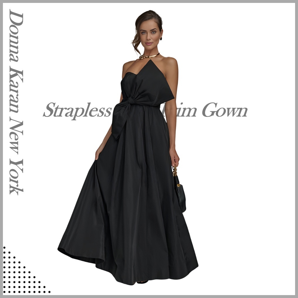 ◆Donna Karan ストラップレスボウトリムガウン