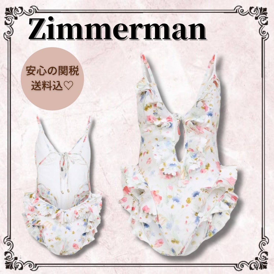 関税込◇*Zimmerman*華やかフローラル フリル ワンピース 水着