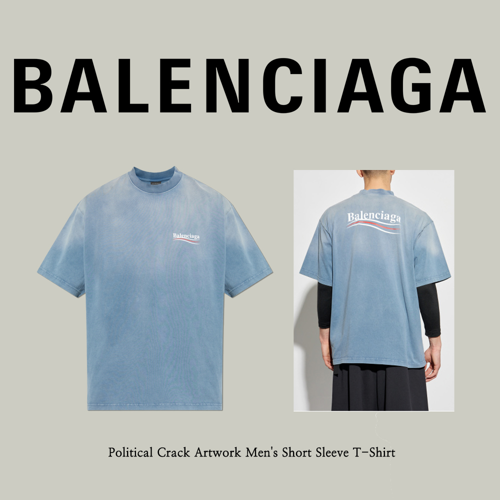 【BALENCIAGA】 Political Crack Artwork Short Sleeve T-Shirt