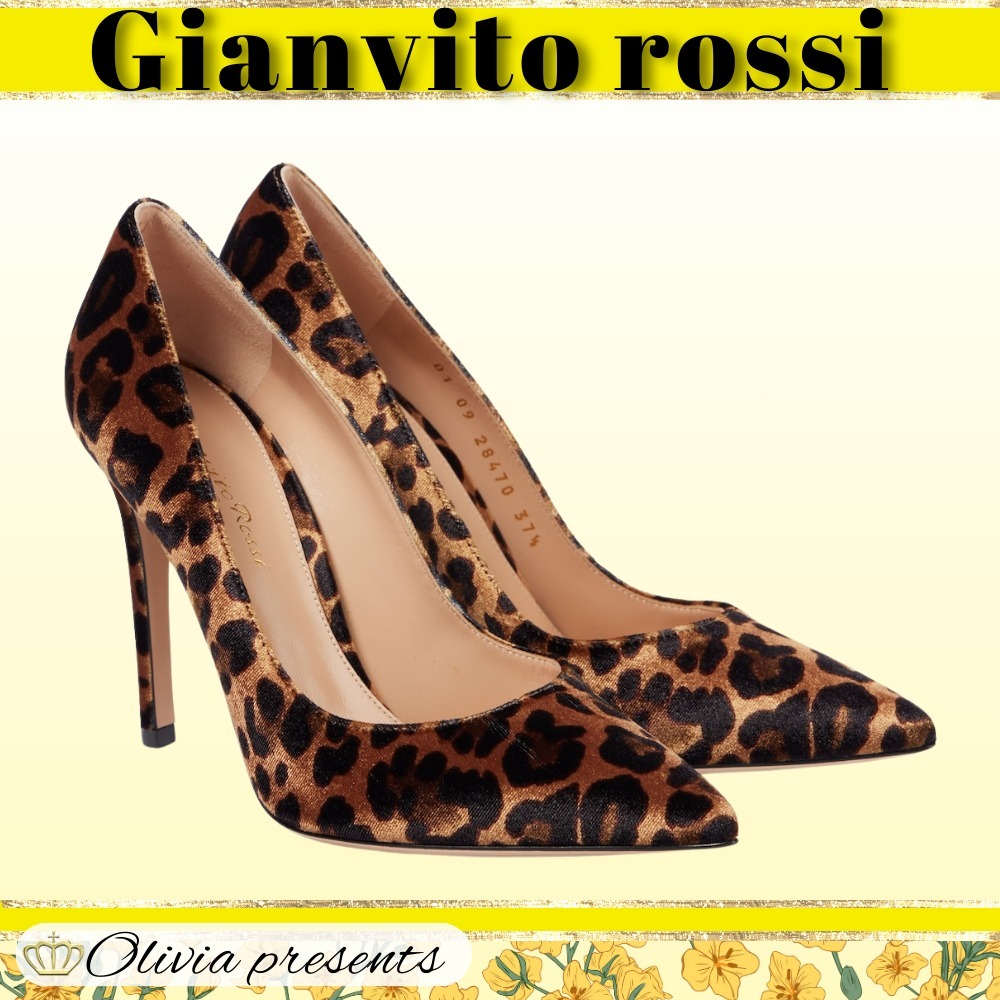 Gianvito Rossi>>ジャンヴィト 105 ヒョウ柄ベルベットパンプス