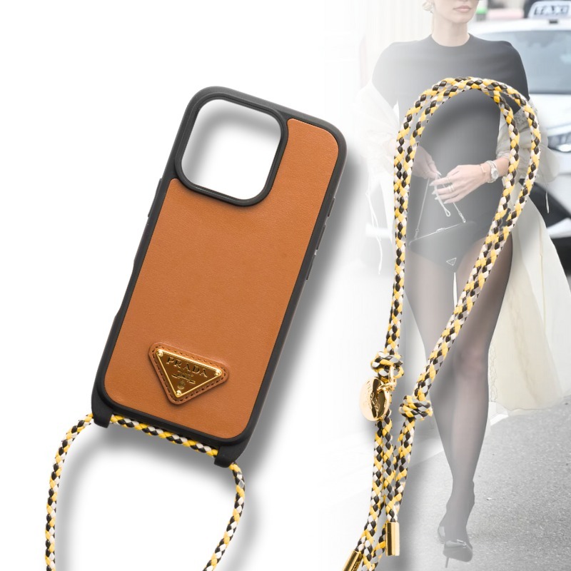 PRADA プラダ iphone16 ProMax ケース レザー ストラップ ロゴ