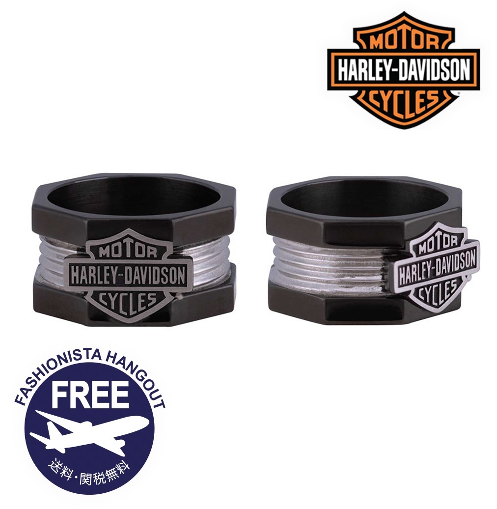 Harley Davidson Men's Nut & Bolt Bar & Shield Band リング